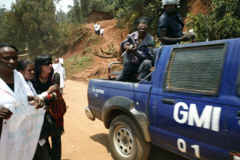 The Police arrive during the march